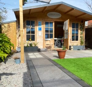 Wooden garden cabin exterior