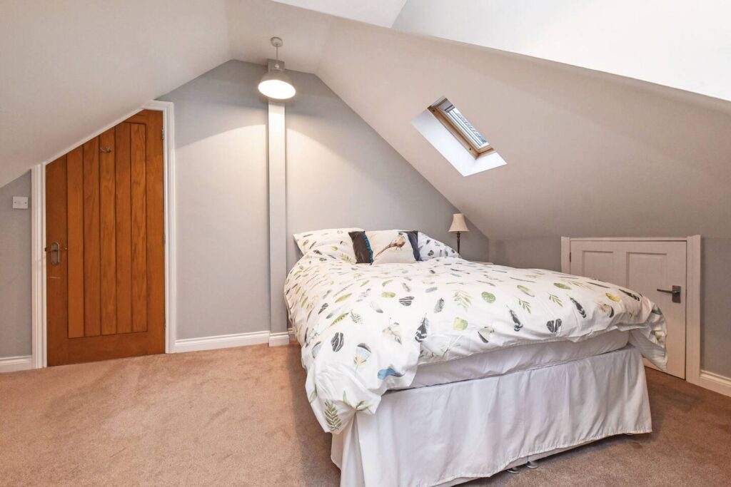 Cozy attic bedroom interior