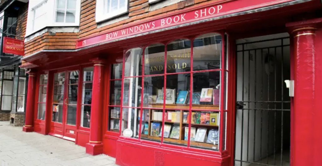 Historic bookshop storefront exterior